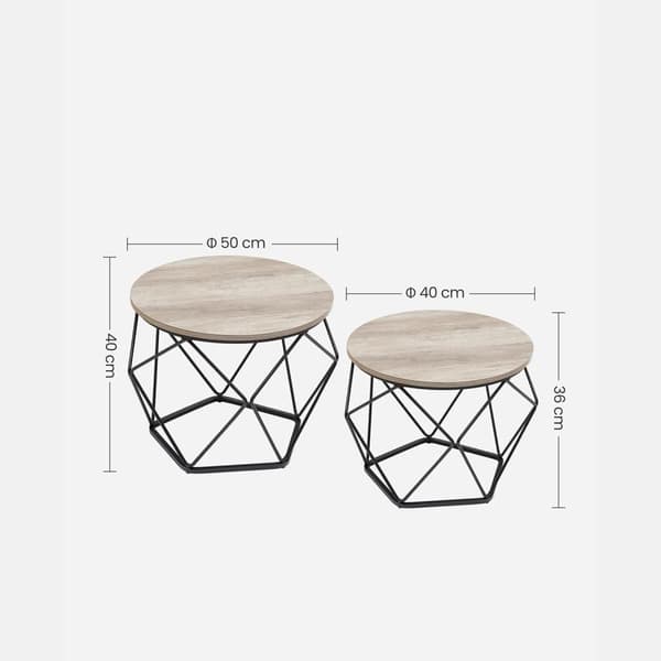 Kaffebord Set, VASAGLE, Greige-Svart