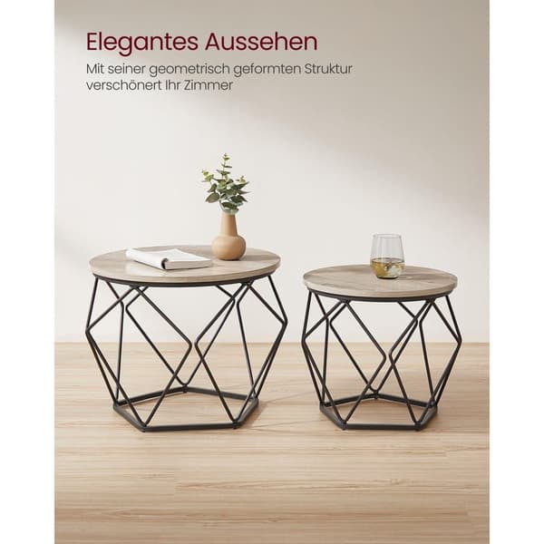 Kaffebord Set, VASAGLE, Greige-Svart
