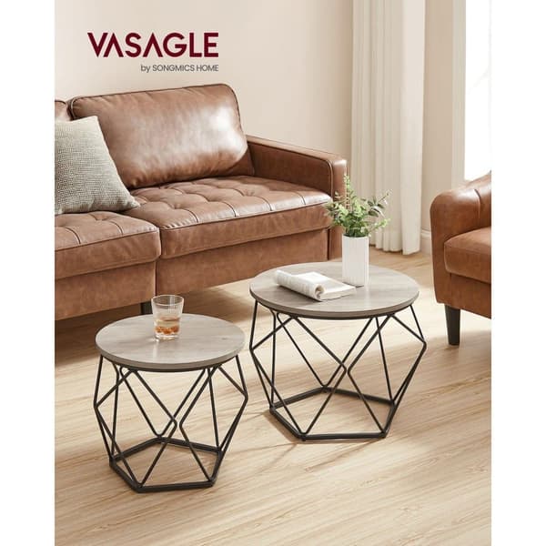 Kaffebord Set, VASAGLE, Greige-Svart