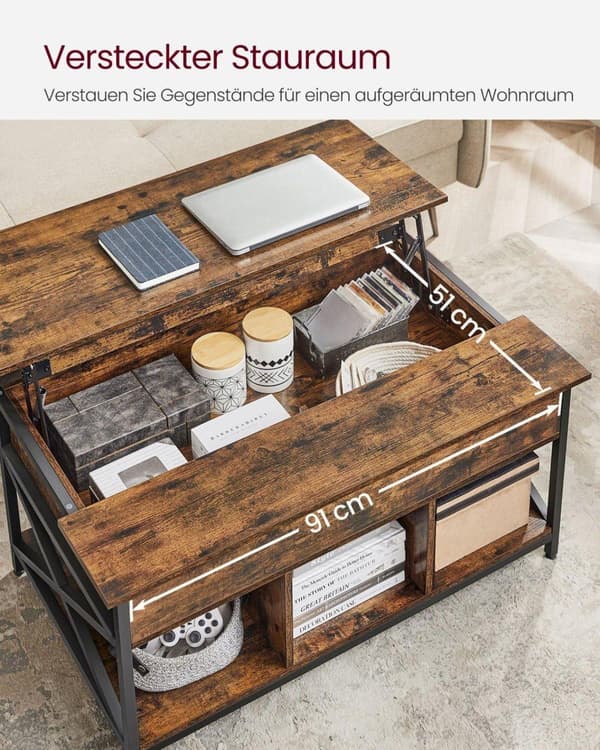 Soffbord, VASAGLE, 60x100 cm, Brun-Svart