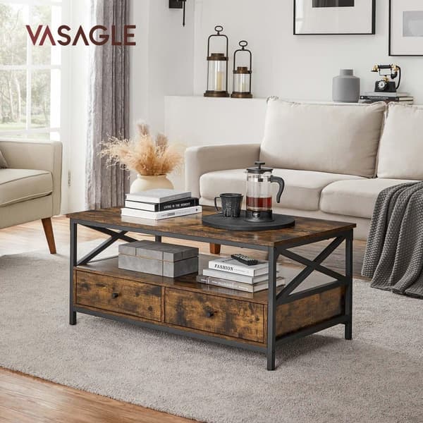 Soffbord, VASAGLE, 100x55 cm, Brun-Svart
