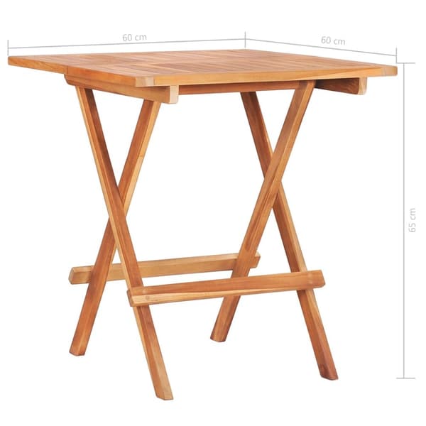 Caféset 3 delar med blåa dynor massiv teak
