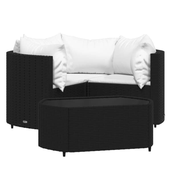 Loungegrupp för trädgården med dynor 4 delar svart konstrotting
