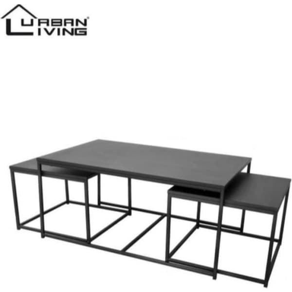 Soffbord och 2 sidobord Urban Living - Metallstruktur - Industriell design - Svart