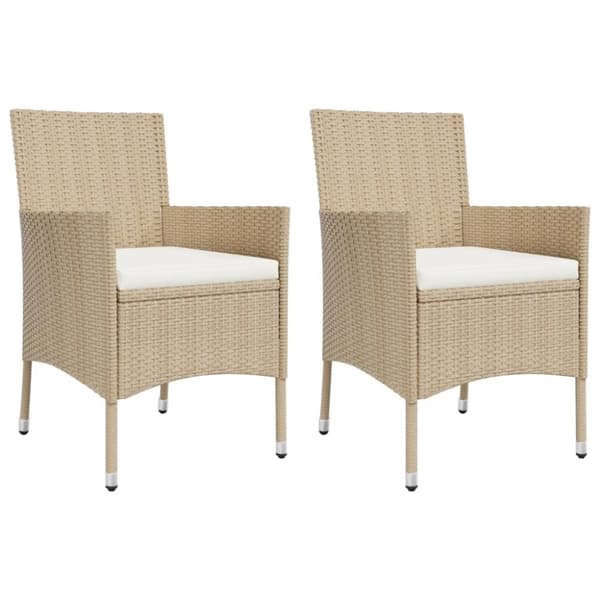 Matgrupp för trädgården 3 delar med dynor beige konstrotting