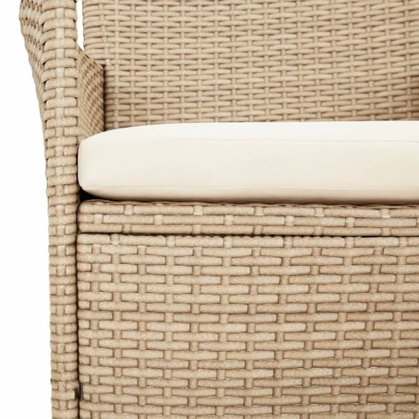 Matgrupp för trädgården 3 delar med dynor beige konstrotting