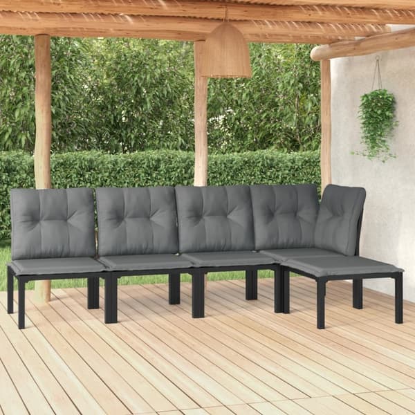 Loungegrupp 5 delar konstrotting svart och grå