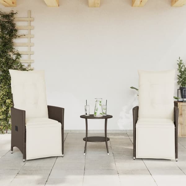 Bistrogrupp med dynor 3 delar brun konstrotting