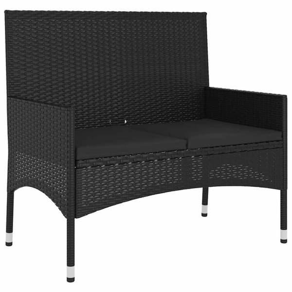 Loungegrupp med dynor 6 delar svart konstrotting
