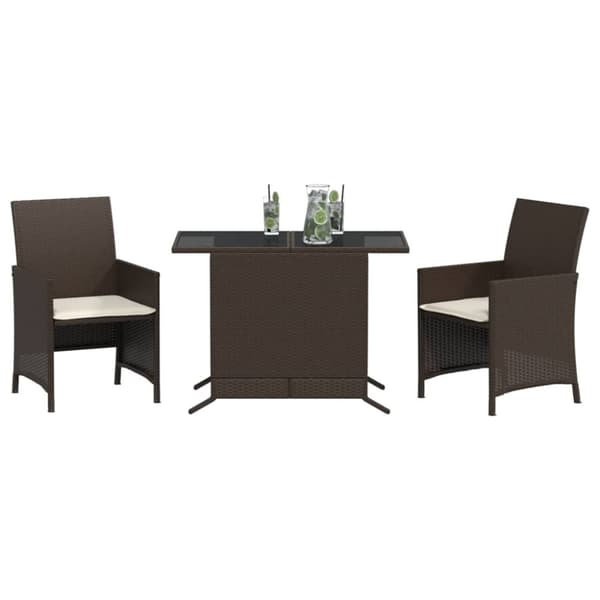Bistrogrupp med dynor 3 delar brun konstrotting