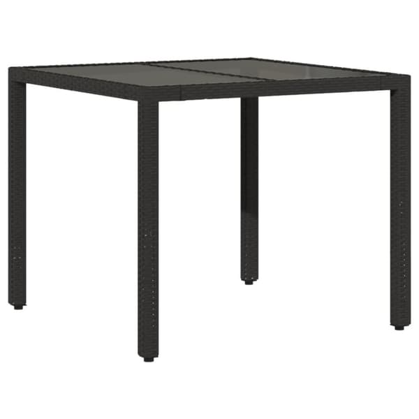 Matgrupp för trädgård med dynor 3 delar svart konstrotting&glas