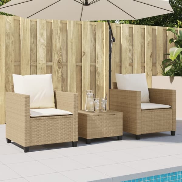 Bistrogrupp med dynor 3 delar beige konstrotting