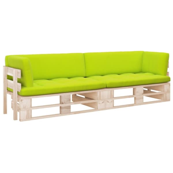 Pallsoffa 2-sits med dynor impregnerad furu