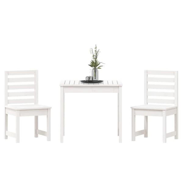Caféset 3 delar vit massiv furu