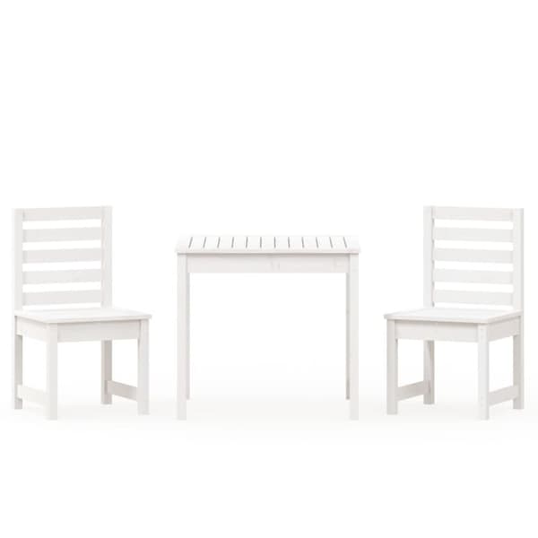 Caféset 3 delar vit massiv furu