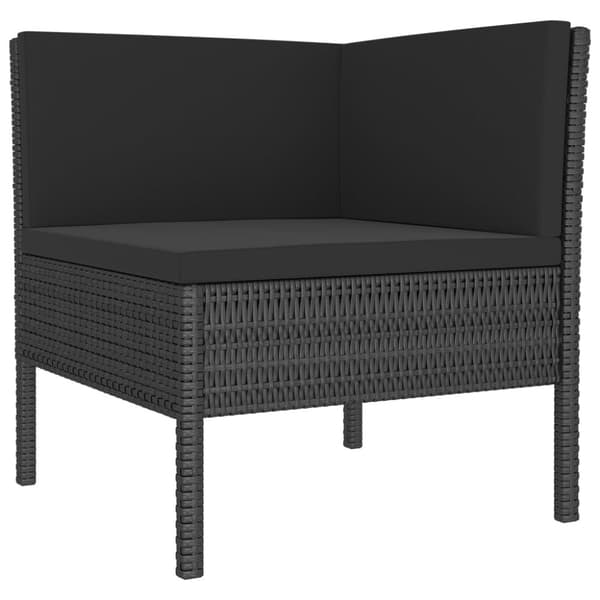 Loungegrupp med dynor 5 delar konstrotting svart