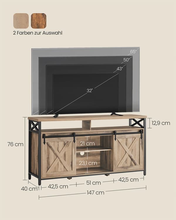 TV-möbler för tv-apparater upp till 65 tum-kamelbrun-svart
