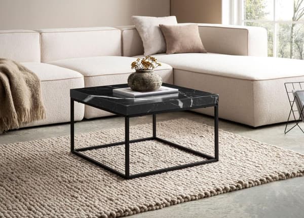 Rootz Modern soffbord - Samtida mittstycke - Styliskt vardagsrumsbord - marmorutseende - 60 cm x 60 cm x 38 cm