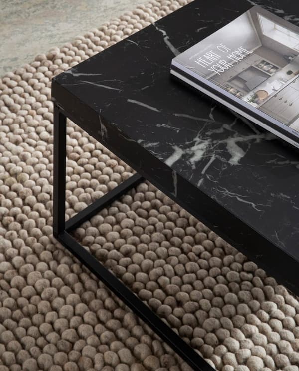 Rootz Modern soffbord - Samtida mittstycke - Styliskt vardagsrumsbord - marmorutseende - 60 cm x 60 cm x 38 cm