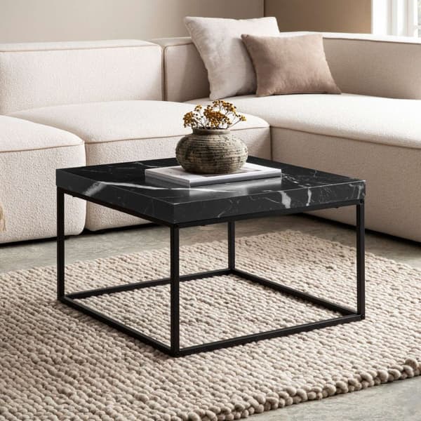 Rootz Modern soffbord - Samtida mittstycke - Styliskt vardagsrumsbord - marmorutseende - 60 cm x 60 cm x 38 cm