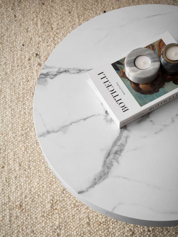 Rootz Modern Round soffbord - Samtida marmorutseende - Minimalistisk design - Anti -Slip Pads - 60 cm x 60 cm x 30 cm