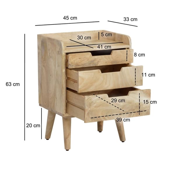 Rootz Moderne natkasser - Bedkabinetter - Træ natborde - Unikt design - 45 cm x 63 cm x 33 cm