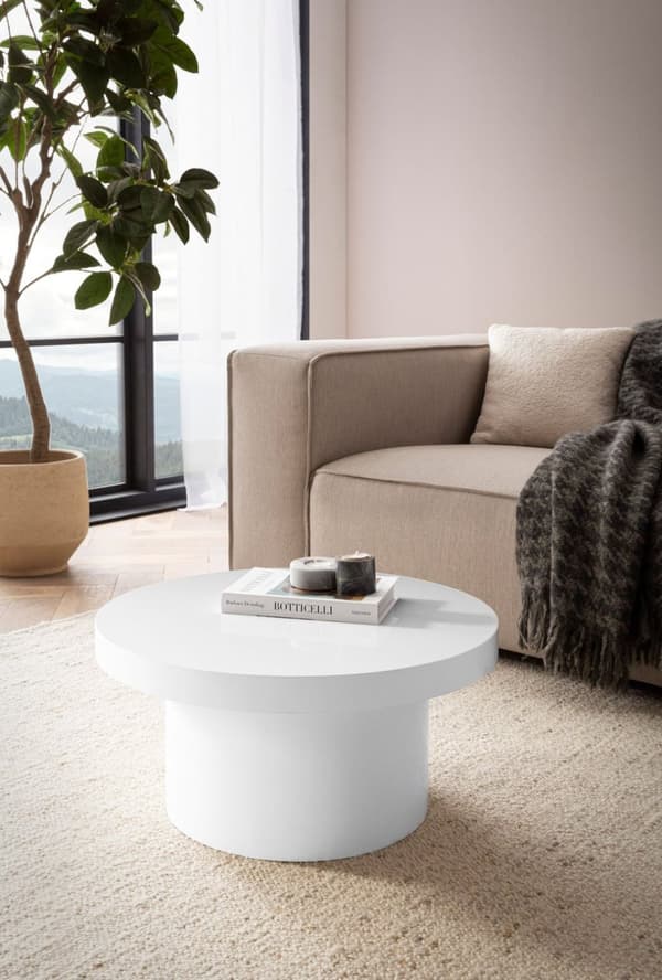 Rootz Moderne sofabord - højglans bord - rund overflade - alsidig brug - 60 cm x 60 cm x 30 cm