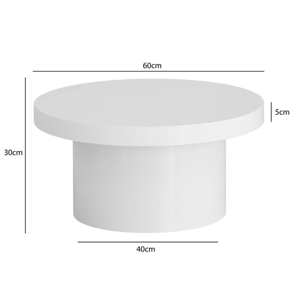 Rootz Moderne sofabord - højglans bord - rund overflade - alsidig brug - 60 cm x 60 cm x 30 cm