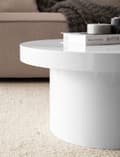 Miniatyrbillede 6 af 6: Rootz Moderne sofabord - højglans bord - rund overflade - alsidig brug - 60 cm x 60 cm x 30 cm