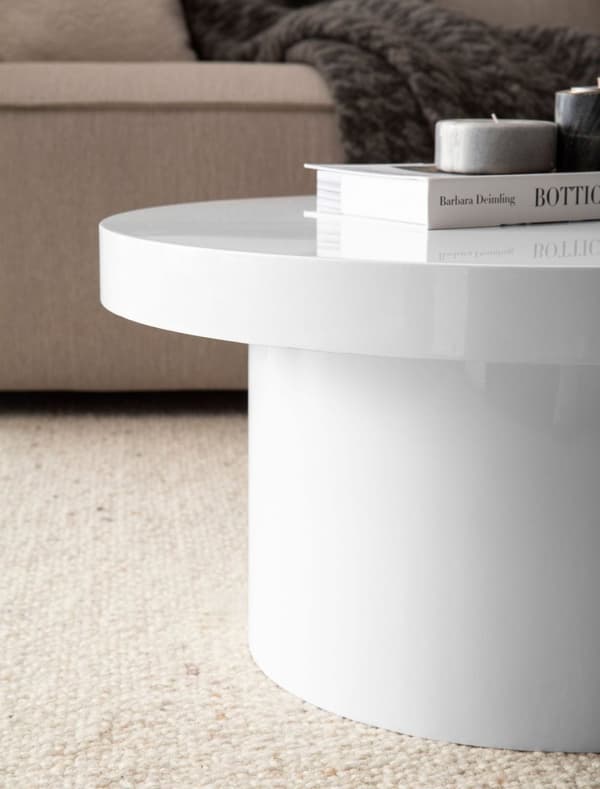Rootz Moderne sofabord - højglans bord - rund overflade - alsidig brug - 60 cm x 60 cm x 30 cm