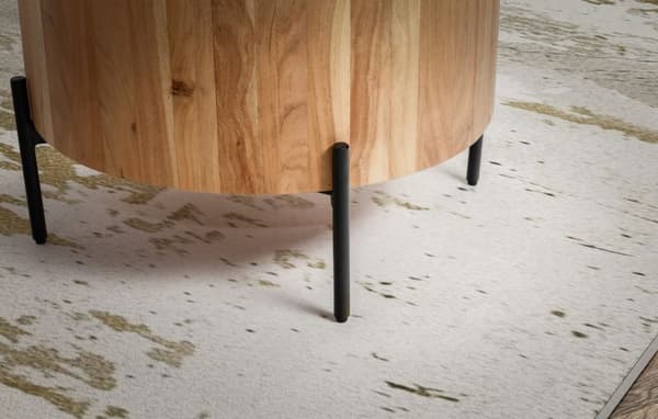 Rootz Round sofabord - Moderne møbler - Acacia Wood Table - Robuste ben - Anti -slip -drejeknapper - 60 cm x 60 cm x 41 cm