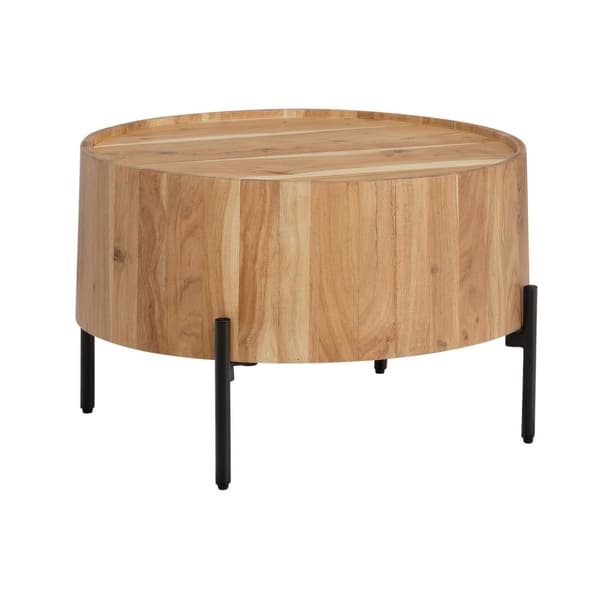 Rootz Round sofabord - Moderne møbler - Acacia Wood Table - Robuste ben - Anti -slip -drejeknapper - 60 cm x 60 cm x 41 cm