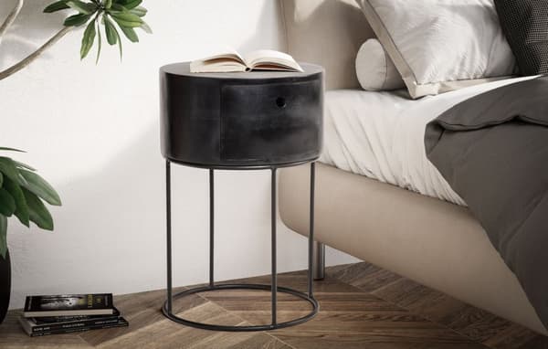 Rootz Round Night Boxes - Modern Bedside -pöydät - Elegant Wood Grain NightStands - Ainutlaatuinen muotoilu - 40 cm x 40 cm x 60cm