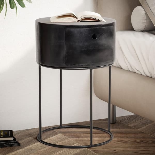 Rootz Round Night Boxes - Modern Bedside -pöydät - Elegant Wood Grain NightStands - Ainutlaatuinen muotoilu - 40 cm x 40 cm x 60cm