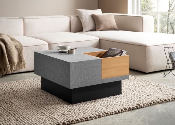 Rootz Square Sofabord - Moderne sofabord - Stilfuld stuebord - Rigelig opbevaring - 65 cm x 65 cm x 40 cm