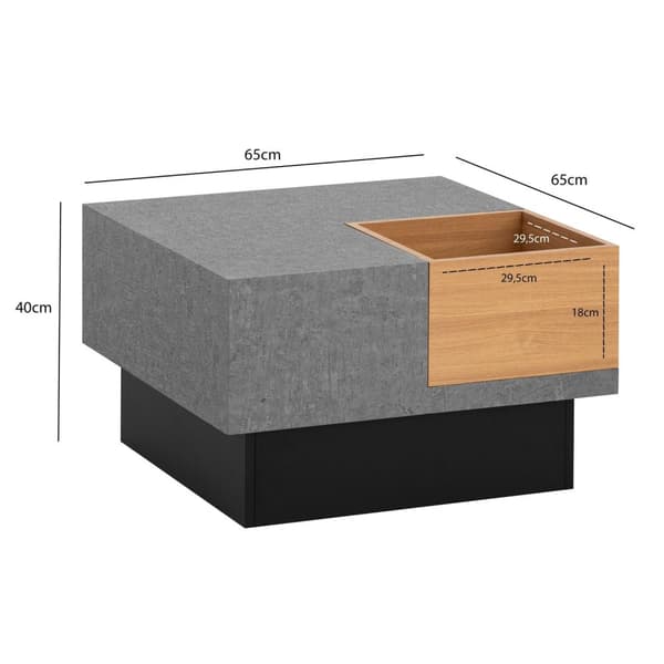 Rootz Square Sofabord - Moderne sofabord - Stilfuld stuebord - Rigelig opbevaring - 65 cm x 65 cm x 40 cm