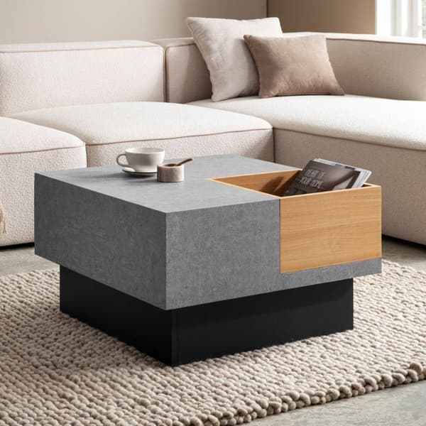 Rootz Square Sofabord - Moderne sofabord - Stilfuld stuebord - Rigelig opbevaring - 65 cm x 65 cm x 40 cm