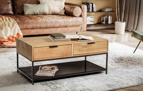 Rootz Stilfuld sofabord - Moderne sofabord - Rektangulært bord - Ekstra opbevaring og elegance - 90 cm x 50 cm x 40 cm