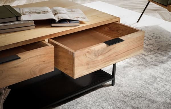 Rootz Stilfuld sofabord - Moderne sofabord - Rektangulært bord - Ekstra opbevaring og elegance - 90 cm x 50 cm x 40 cm
