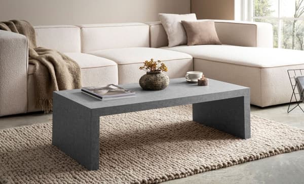 Rootz Sofabord - Moderne betonudseende - Subtil U -form - Beskyttelse af skridsikre - 110 cm x 55 cm x 35 cm