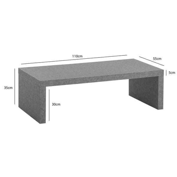Rootz Sofabord - Moderne betonudseende - Subtil U -form - Beskyttelse af skridsikre - 110 cm x 55 cm x 35 cm