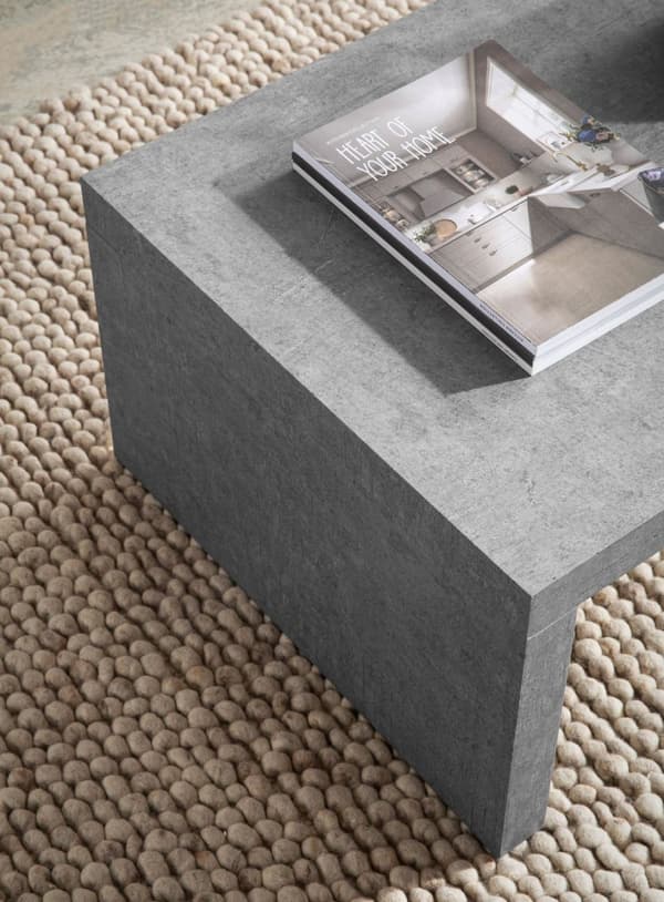 Rootz Sofabord - Moderne betonudseende - Subtil U -form - Beskyttelse af skridsikre - 110 cm x 55 cm x 35 cm