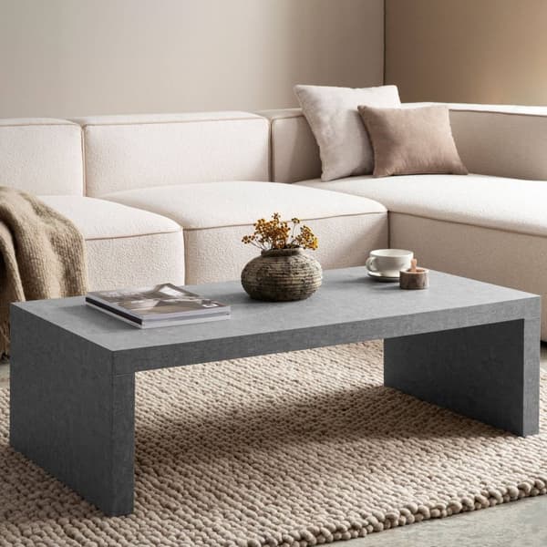 Rootz Sofabord - Moderne betonudseende - Subtil U -form - Beskyttelse af skridsikre - 110 cm x 55 cm x 35 cm