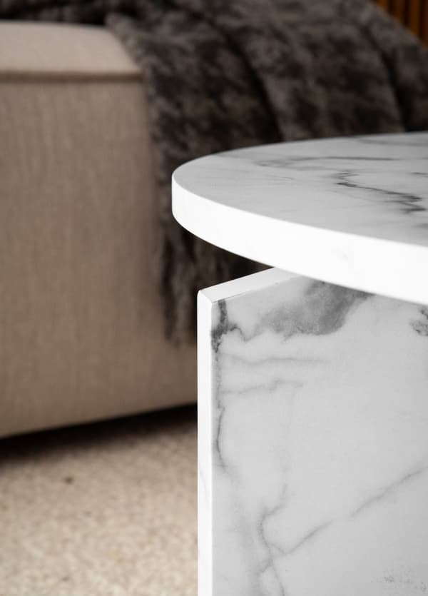 Rootz Moderne sofabord - Round Table - Marmor Look - Anti -Slip Design - 60 cm x 60 cm x 33 cm