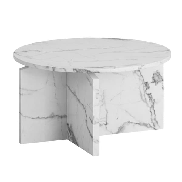 Rootz Moderne sofabord - Round Table - Marmor Look - Anti -Slip Design - 60 cm x 60 cm x 33 cm
