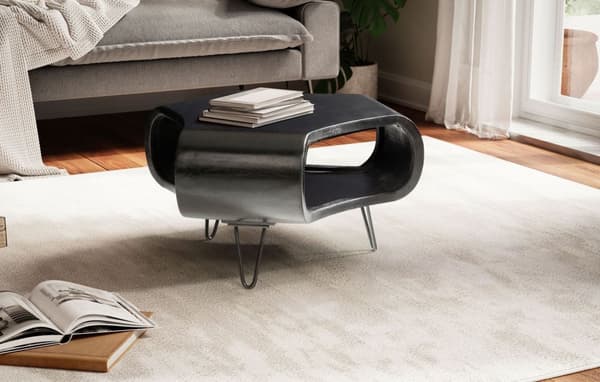 Rootz Modern Living Room Bord - Sofabord - Stor opbevaring - Solid Wood & Iron - 60 cm x 60 cm x 35 cm