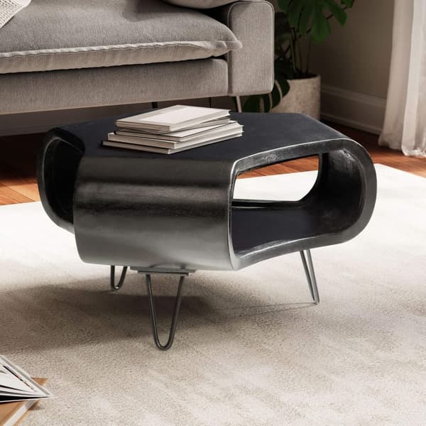 Rootz Modern Living Room Bord - Sofabord - Stor opbevaring - Solid Wood & Iron - 60 cm x 60 cm x 35 cm