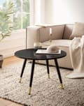 Miniatyrbild 3 av 6: Rootz Modern Round soffbord - vardagsrumsbord - Styliskt marmorutseende - Robusta metallben - 60 cm x 60 cm x 41 cm