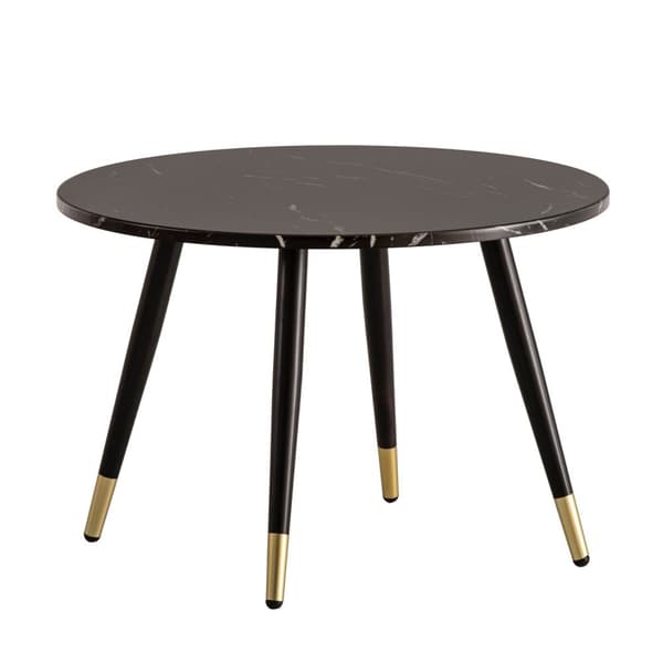 Rootz Modern Round soffbord - vardagsrumsbord - Styliskt marmorutseende - Robusta metallben - 60 cm x 60 cm x 41 cm