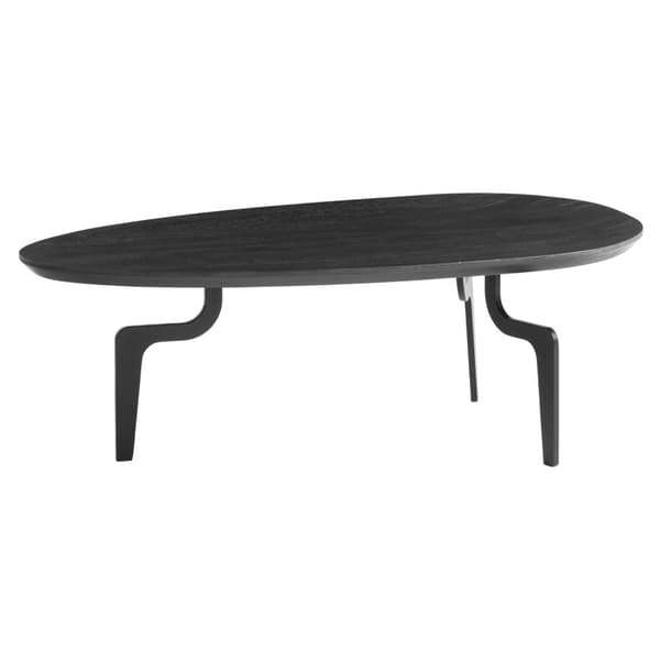 Rootz Oval sohvapöytä - Ajaton muotoilu - Musta puupöytä - Käsintehty - Luonnonpuun vilja - 86 cm x 50 cm x 30 cm